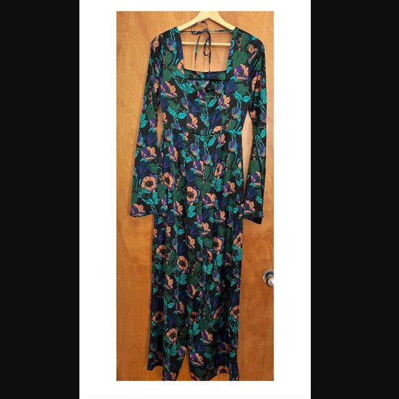 NWT Topshop Floral Wide Leg Silky Jumpsuit US Size 4 - Picture 4 of 8